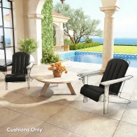 Outsunny Set of 2 Patio Chair Cushions, High Back Adirondack Chair Cushion with Ties, High-Density Foam, Black(m-9)