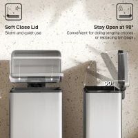 HOMCOM 5.3 Gallon/20 L Garbage Bin with Soft Close Lid, Trash Can with Removable Inner Bucket for Kitchen, Office, Silver(m-5)