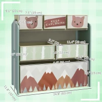 Qaba Toy Organizer with 6 Storage Bins, 25" x 12" x 26", Green(m-3)