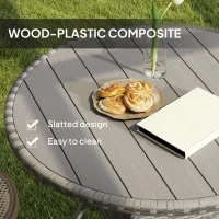 Outsunny 35.4" Outdoor Wicker Dining Table, PE Rattan Patio Furniture with Wood-plastic Composite Top, Grey(m-5)