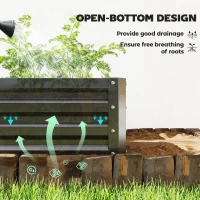 Outsunny 2' x 2' x 1' 2-Pieces Raised Garden Bed w/ Galvanised Steel Frame for Vegetables Flowers Herbs, Black(m-6)