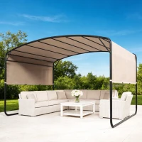Outsunny 10' x 13' Retractable Pergola Canopy, Outdoor Metal Pergola Gazebo Sun Shade Shelter with Steel Frame, Khaki(m-10)