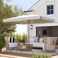 Outsunny Patio Umbrella 118.1" x 78.7" Outdoor Parasol UV50+ Protection in White(m-10)