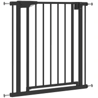 PawHut Baby Gate, Pet Safety Gate Pressure Fit, 30"-32" Wide with Two-Way Open, Auto-Close for Stair, Doorways, Hallways, Black(m-2)