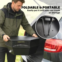 Outsunny 20" Outdoor Fire Pit, Foldable Propane Firepits with Lid, Portable Firepit for Patio Backyard Camping, Black(m-4)