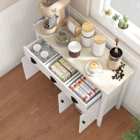 HOMCOM Sideboard Buffet Cabinet, 40" Kitchen Coffee Bar Cabinet with 3 Drawers and 2 Adjustable Shelves, White(m-10)