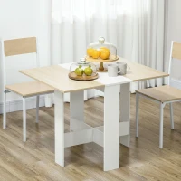 HOMCOM Drop Leaf Dining Table Wood Folding Table Multi-Use Side Table Dining Desk Space Saving Table, White/Oak(m-8)