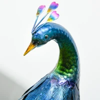 Outsunny Peacock Garden Statue Lawn Ornament Steel Garden Decor Bird Statue with Stakes 9.8" W x 11.4" D x 23.2" H Multi-coloured(m-7)
