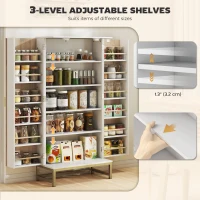 HOMCOM 47" Kitchen Pantry Cabinet, Freestanding Kitchen Storage Cabinet with 12 Door Shelves and Adjustable Shelves, White(m-5)