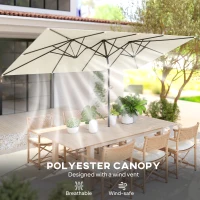 Outsunny Double-Sided Patio Umbrella Parasol with Tilt, Adjustable Height, Vents and 12 Ribs, for Garden, White(m-7)