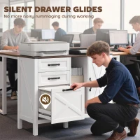 HOMCOM Lateral Filing Cabinet with Drawers, Shelves, Adjustable Hanging Bar for Home Office, Fit A4/Letter Files, White(m-6)