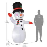 HOMCOM 8 Ft Tall Outdoor Lighted Airblown Inflatable Christmas Lawn Decoration - Waving Snowman(m-3)