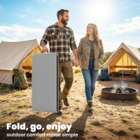 Outsunny Folding Picnic Table Heavy Duty Camping Table 34" x 34", Indoor Outdoor Use for Picnic, Beach, BBQ, Grey(m-5)