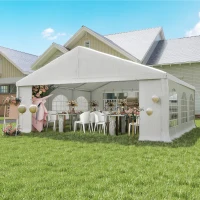 Outsunny 20' x 20' Heavy-duty Large Wedding Tent, Outdoor Carport Garage Party Tent, Patio Gazebo Canopy with Sidewall, White(m-1)