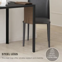 HOMCOM Square Kitchen Table for 2-4 People, Dining Table with Glass Top and Steel Legs for Dining Room, Black(m-5)