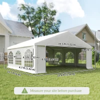 Outsunny 20' x 20' Heavy-duty Large Wedding Tent, Outdoor Carport Garage Party Tent, Patio Gazebo Canopy with Sidewall, White(m-3)