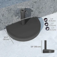 Outsunny 20 lbs Resin Half Parasol Base Outdoor Umbrella Stand Weight, Concrete Garden Parasol Stand, Black(m-3)