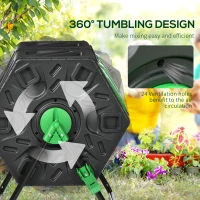 Outsunny Rotating Composter, Dual Chamber Compost Bin with 24 Vents and Steel Legs, 34.5 Gallon, Green(m-5)