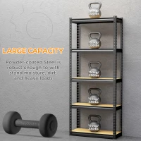 HOMCOM Heavy Duty Garage Shelf, 5-Tier Metal Shelving Unit, Industrial Utility Shelves with Steel Frame and Adjustable Shelves for Garage, Warehouse, Basement, Black and Brown(m-4)