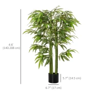 HOMCOM 4.6FT Artificial Bamboo Tree Faux Decorative Plant in Nursery Pot for Indoor Décor(m-3)