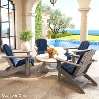 Outsunny Set of 4 Patio Chair Cushions, High Back Adirondack Chair Cushion with Ties, High-Density Foam, Navy Blue(m-7)