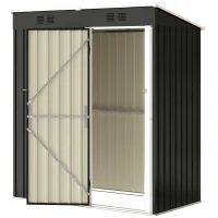 Outsunny 5 x 3 ft Outdoor Storage Shed, Lean-to Metal Garden Shed with Lockable Door and Vents, Dark Grey(m-2)