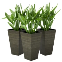 Outsunny Tall Planter for Outdoor Plants Set of 3, 28 Inch Taper Planter with Drainage Holes, Bronze(m-2)