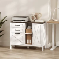 HOMCOM Lateral Filing Cabinet with Drawers, Shelves, Adjustable Hanging Bar for Home Office, Fit A4/Letter Files, White(m-8)