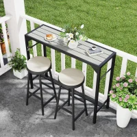 Outsunny Bar Height Outdoor Table with Built-In Bottle Opener, Patio Bar Table with Wood Grain Plastic Top, 47.2" x 15" x 39"(m-10)