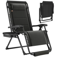 Outsunny Zero Gravity Chair, Reclining Outdoor Lounger Chair with Cup Holder, 400 LBS Capacity, Black(m-11)