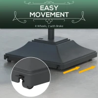 Outsunny Square Umbrella Base with Wheels, 99 lbs Water or 132 lbs Sand Filled, with Double Adjustable Knob, Black(m-7)