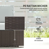 Outsunny 3-Seater Outdoor Sofa Couch, Wicker Patio Sofa with Wood Effect Armrests and Thick Cushions, Grey(m-6)