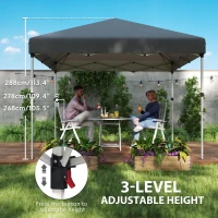 Outsunny 10' x 10' Pop Up Canopy with Sidewalls, Roller Bag, Height Adjustable Instant Tent for Outdoor, Garden, Patio, Dark Grey(m-6)