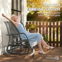 Outsunny Outdoor Glider Bench, 2 Seater Garden Patio Glider Chair with Sling Fabric Seat, Steel Frame, Black(m-4)