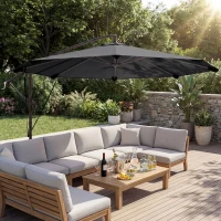 Outsunny 10FT Cantilever Patio Umbrella with 8 Ribs, Offset Patio Umbrella with Cover and Wind Ropes for Garden, Yard, Dark Grey(m-9)