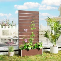 Outsunny Trellis Planter for Climbing Plants, Raised Garden Bed with Trellis, Planter Box for Outdoor Garden, Light Brown(m-1)