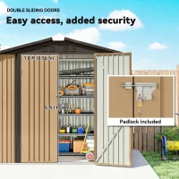 Outsunny 6.5' x 4'  Outdoor Storage Shed, Metal Garden Shed with Lockable Double Doors, 4 Vents, Yellow(m-7)