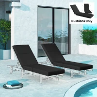 Outsunny Set of 2 Chaise Lounge Cushion, 4" Thick Outdoor Lounge Chair Cushions with Ties for Patio, 21" x 72 ", Gray(m-8)