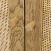 HOMCOM Bohemian Sideboard with Rattan Doors & Adjustable Shelf, Natural Wood Finish(m-9)