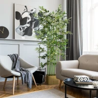 HOMCOM 5ft Tall Artificial Bamboo Tree, Decorative Faux Plant with Pine Wood Base for Indoor Home Office Decor(m-1)