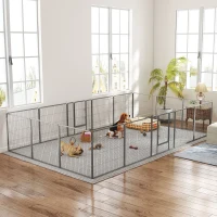 PawHut Heavy Duty Pet Playpen, 16 Panels Steel Dog Fence Puppy Exercise Pen with 2 Doors Locking Latch, 31.5" Height(m-8)