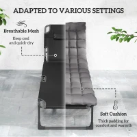 Outsunny Folding Chaise Lounge Chair Outdoor Tanning Chair Set of 2 with 5-Position Backrest, Cushions, Side Pocket, Dark Gray(m-5)