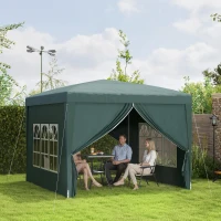Outsunny 10'x10' Outdoor Pop Up Party Tent Wedding Gazebo Canopy with Carrying Bag (Dark Green)(m-8)