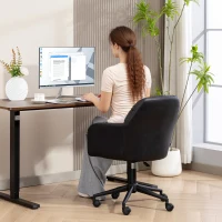 HOMCOM Swivel Office Chair, Faux Leather Desk Chair with Adjustable Height for Living Room, Bedroom, Study, Black(m-9)