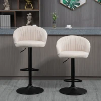 HOMCOM Bar Stools Set of 2, Swivel Counter Height Barstools with Back, Footrest, Adjustable Height, Beige(m-9)