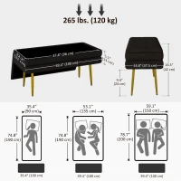 HOMCOM 39" Storage Ottoman, Velvet End of Bed Bench with Steel Legs, Foot Stool with Storage for Bedroom, Living Room, Black(m-3)