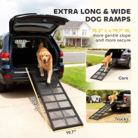 PawHut Dog Car Ramp, 75" x 20" Extra Long and Wide, Non-Slip Surface, Folding Portable Pet Ramp for Large, Small & Senior Dogs(m-4)