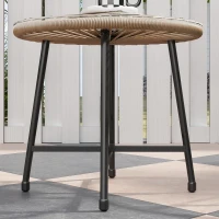 Outsunny Outdoor Bistro Set, 3 Piece Wicker Patio Furniture Set with Acapulco Chairs and Glass-Top Table, Natural Wood(m-10)