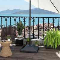 Outsunny Square Umbrella Base with Wheels, 99 lbs Water or 132 lbs Sand Filled, with Double Adjustable Knob, Black(m-1)