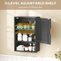 HOMCOM Bathroom Cabinet, Wall Mounted Storage Cabinet with Adjustable Shelves, 40 x 20 x 60 cm, Black(m-5)